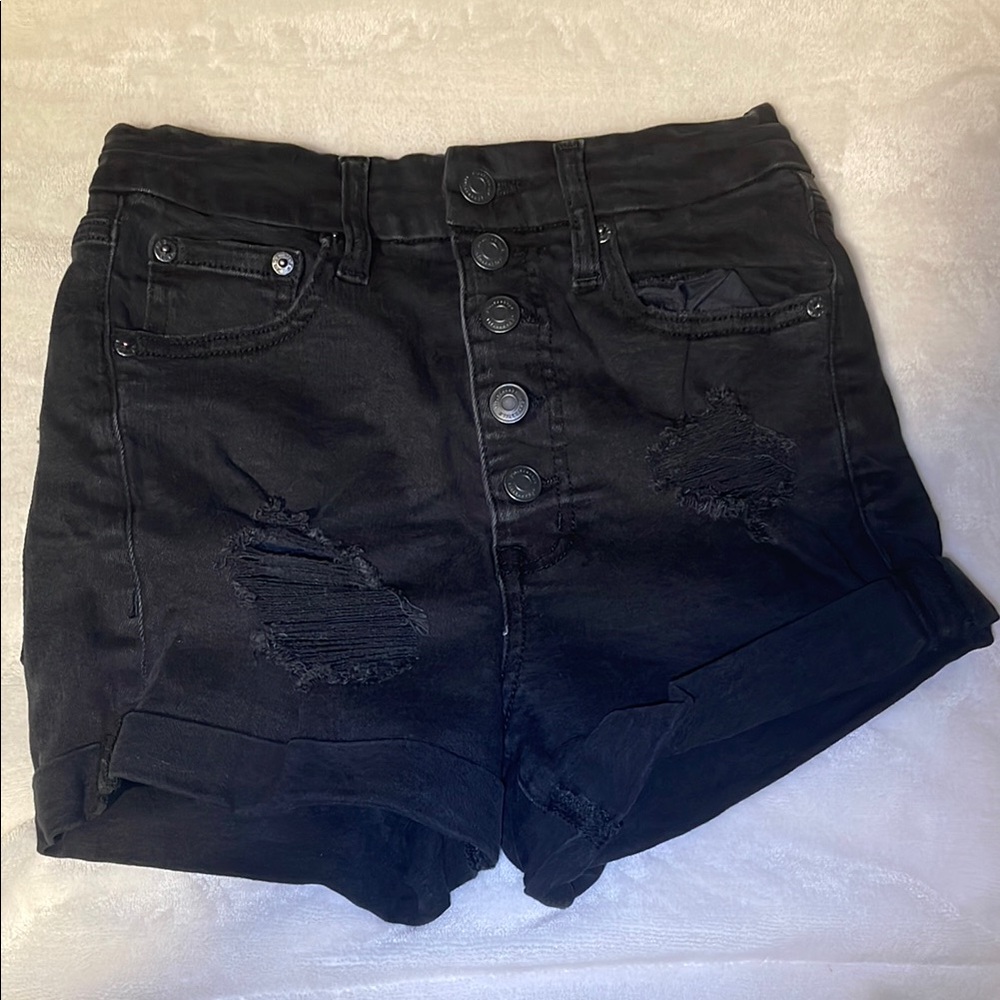 Black Distressed Women's Shorts
